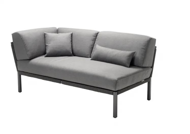 Lounge-Element SOLPURI CLUB 2er Couch Armlehne rechts anthrazit, Aluminium